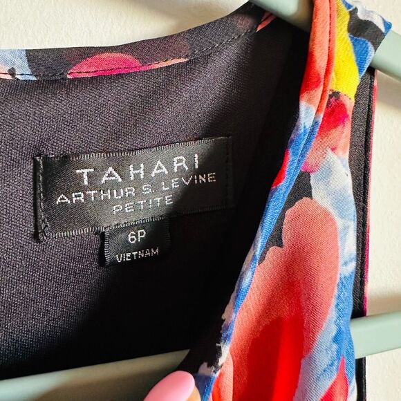 NWT Tahari ASL Petite Floral Chiffon Dress 6P MSRP $118 - Picture 2 of 7